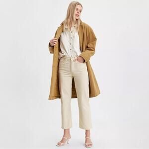 Levi's Premium Ribcage Straight Ankle Corduroy Pants Cream White Size 32